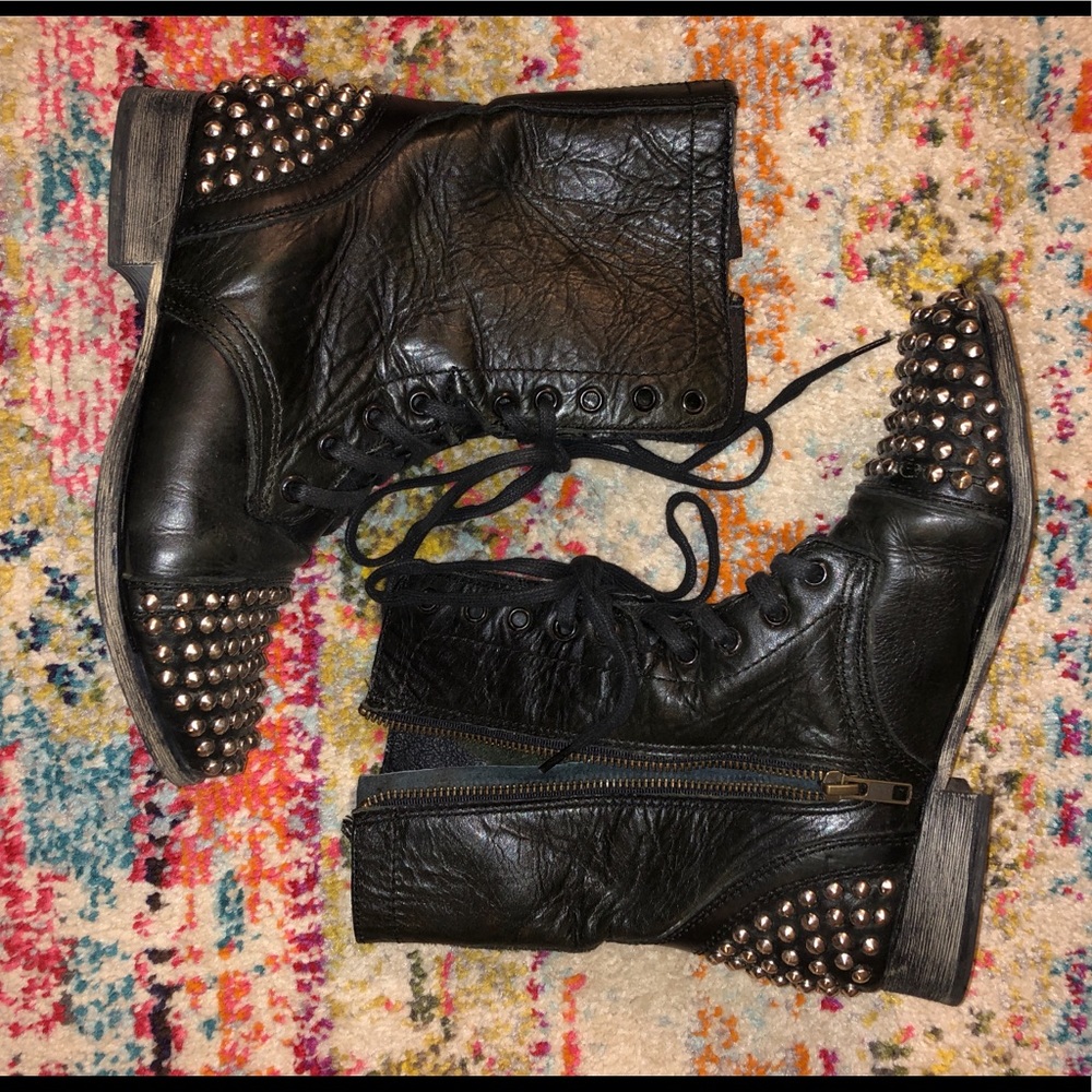 Steve Madden lace up/ zip up boots with studs